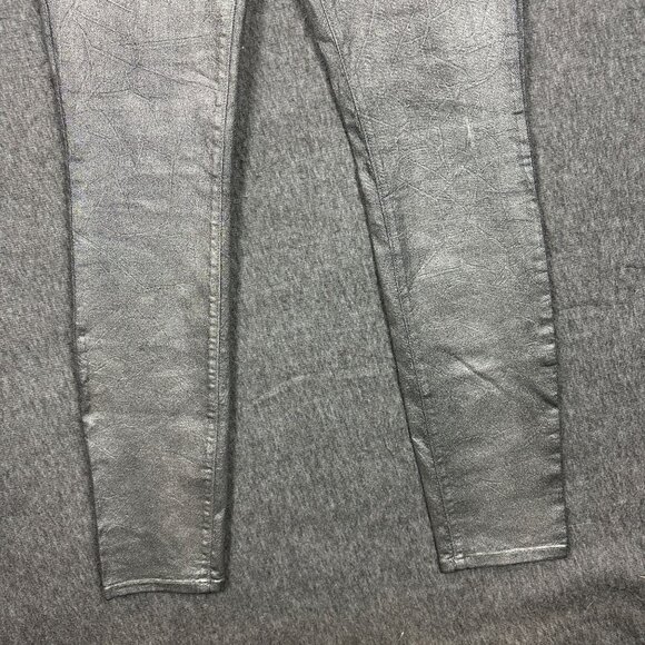 NYDJ Alina Legging Jeans Metallic Silver Size 2 Long Skinny Denim Womens Pants - Picture 6 of 13